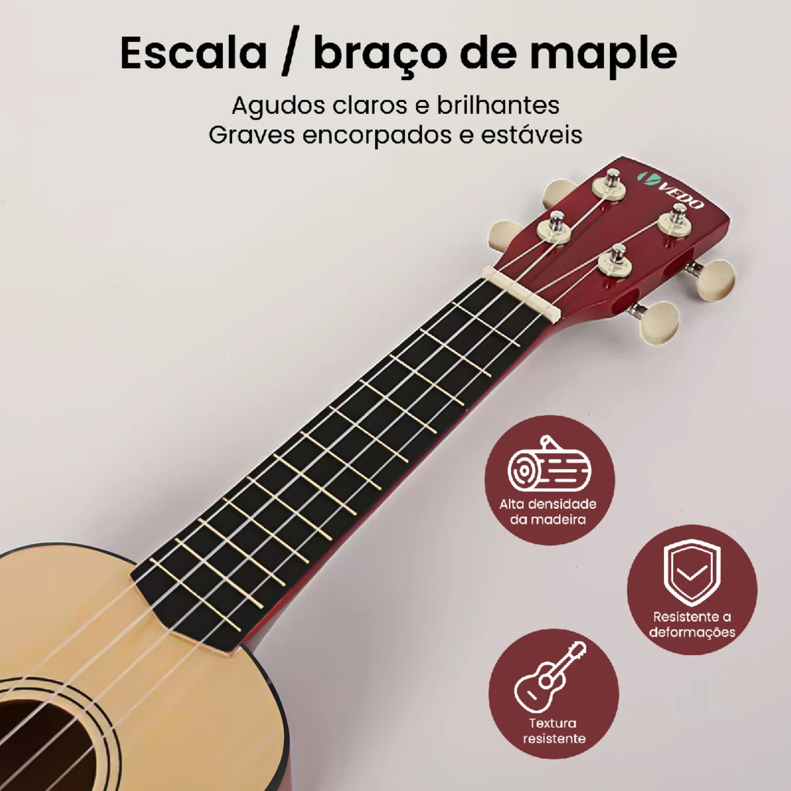 Ukulele de 23 polegadas para adultos, crianças e iniciantes
