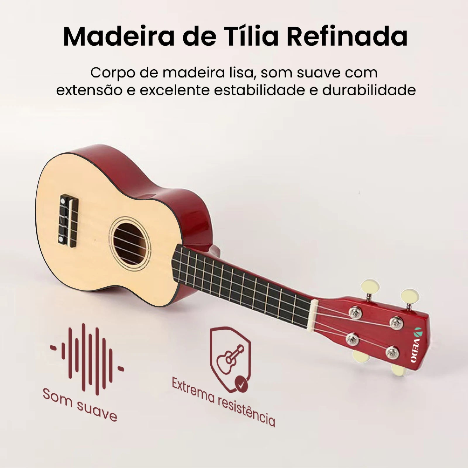 Ukulele de 23 polegadas para adultos, crianças e iniciantes