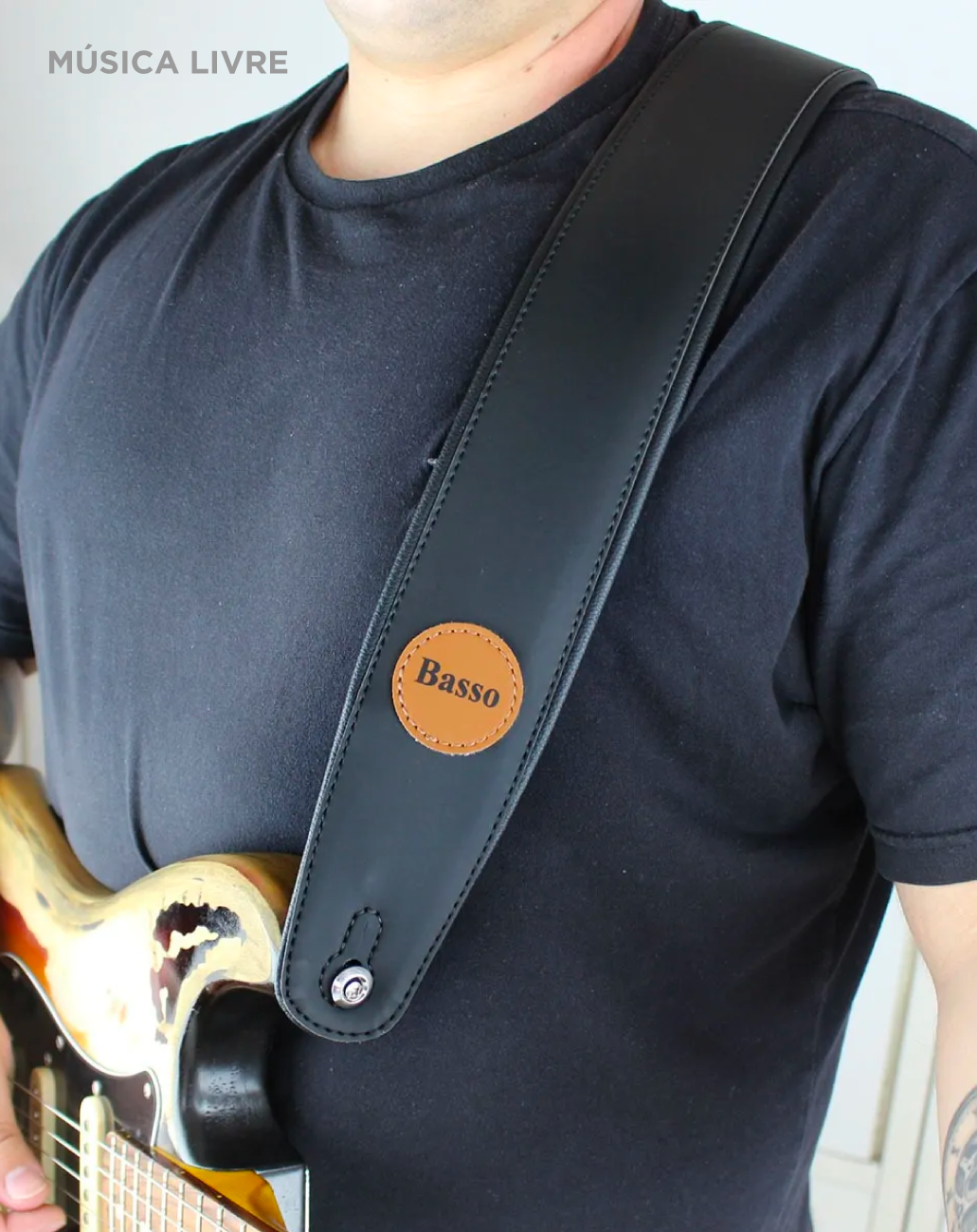 Correia Classic Basso para baixo e guitarra - preto