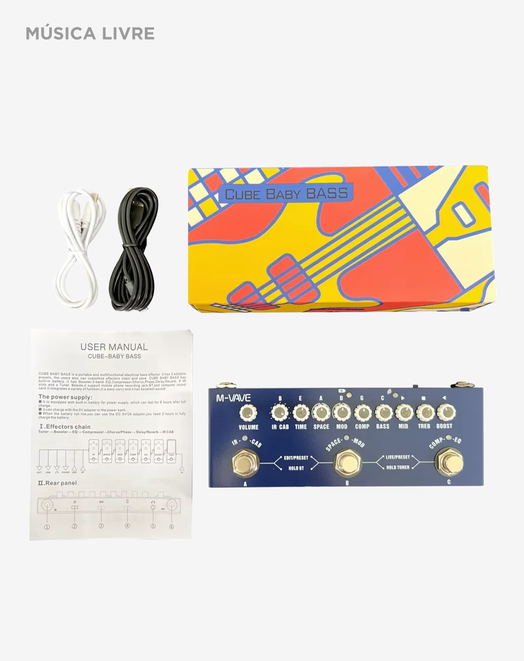 Pedal De Efeito para Baixo M-Vave Cuvave Cube Baby Bass